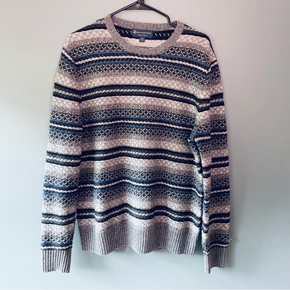 Brooks Brothers MENS M Black and Gray Crewneck Sweater Classic Design​